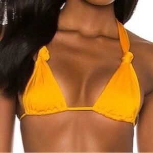 Agua Bendita Bright Yellow Triangle Halter Bikini Top